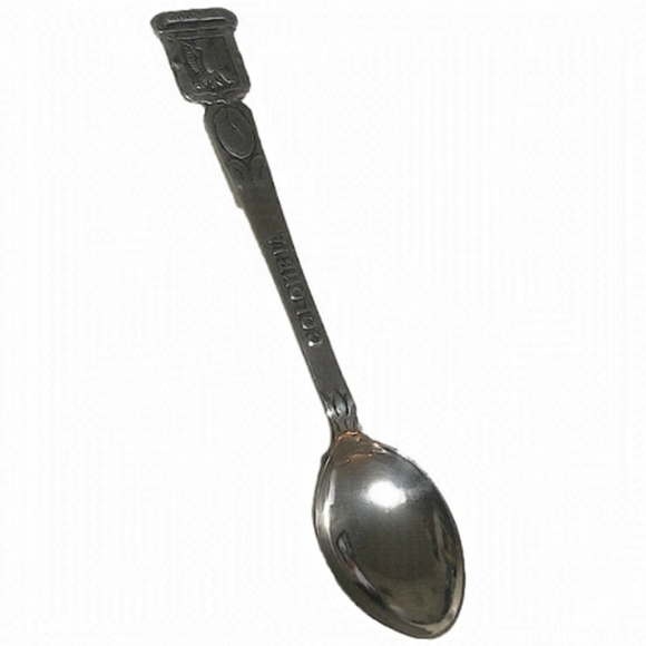 VTG 900 Silver Columbia Mini Souvenir Collectible Spoon Coffee Bean Eagle 4” - Picture 1 of 4
